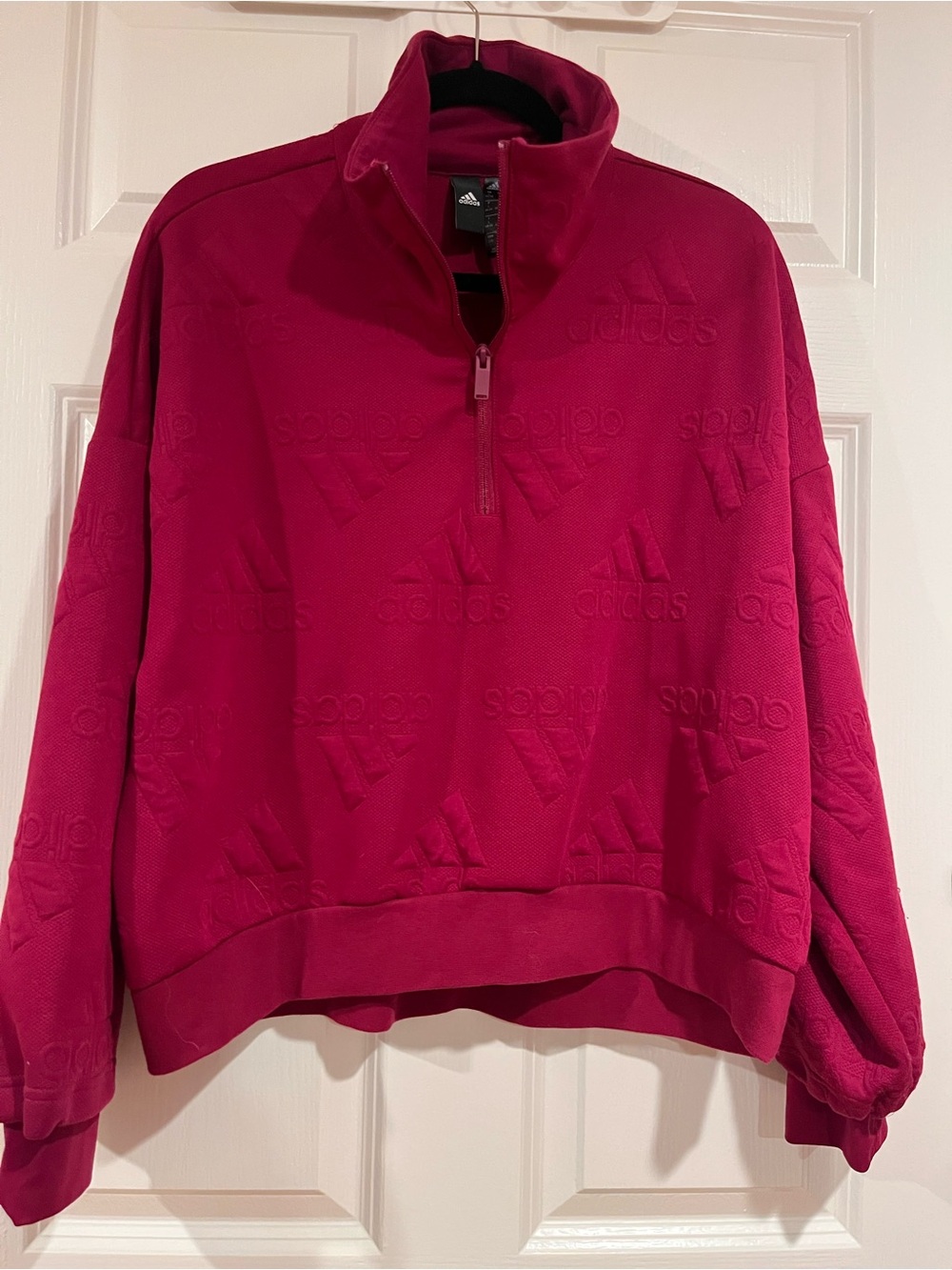 adidas Women's Zip-Neck Pullover Sweatshirt in Magenta